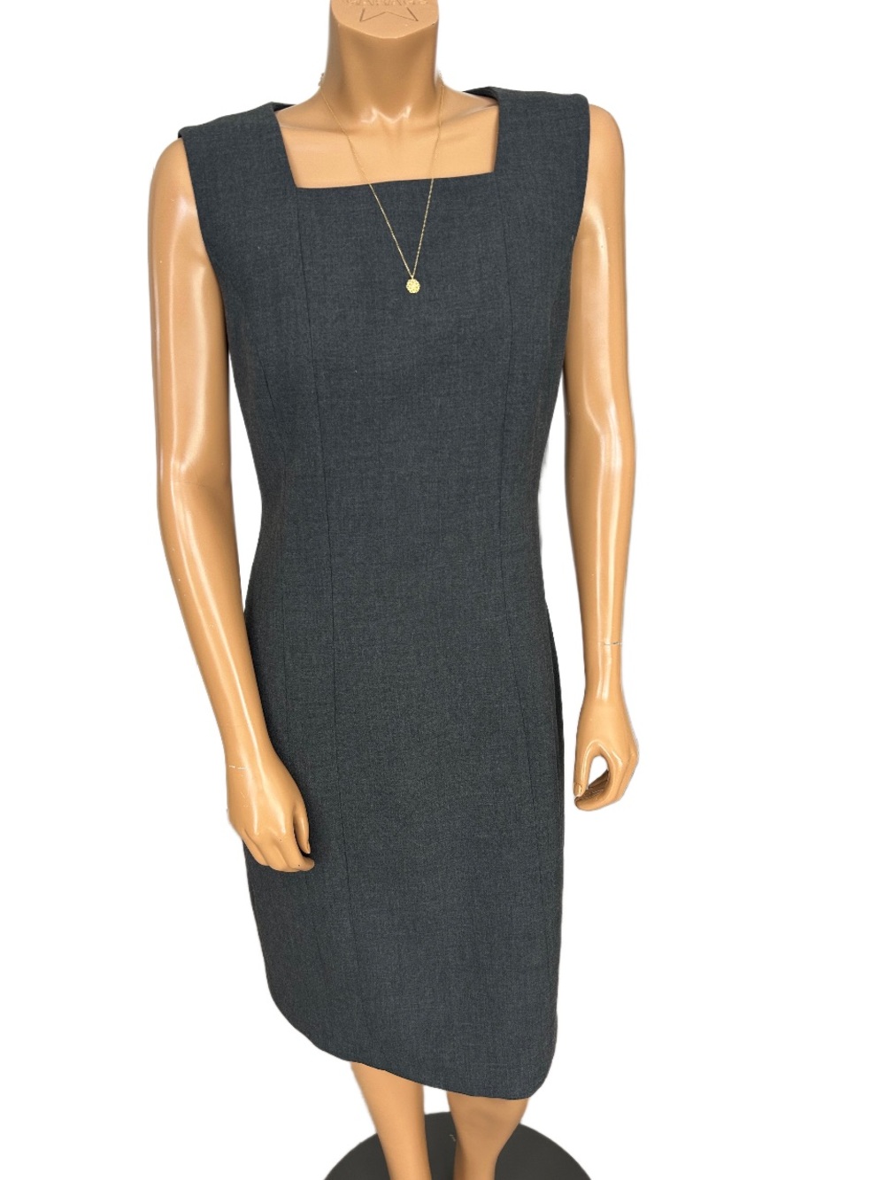 Peserico Dark Charcoal Square-Neck Sheath Dress